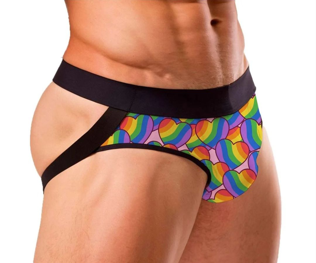 Cueca Jockstrap Arco íris coração